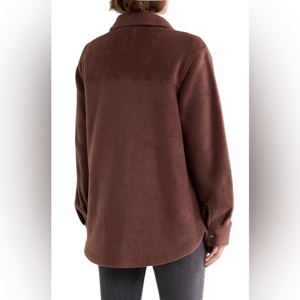 Thread & Supply Cozy Polar Fleece Shacket aka Shirt Jacket NWT M Chocolate Brown - Picture 2 of 10